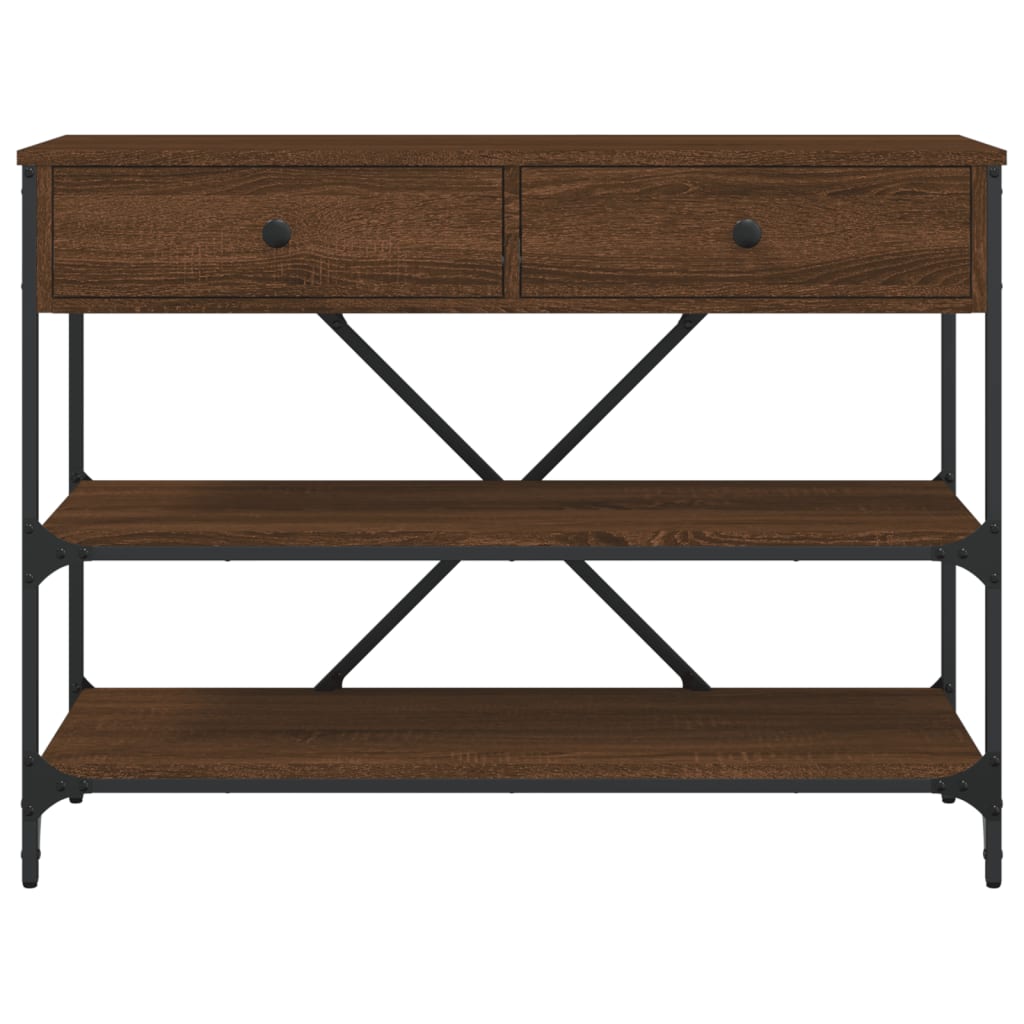 Table console avec tiroirs et étagères chêne marron - XIOS