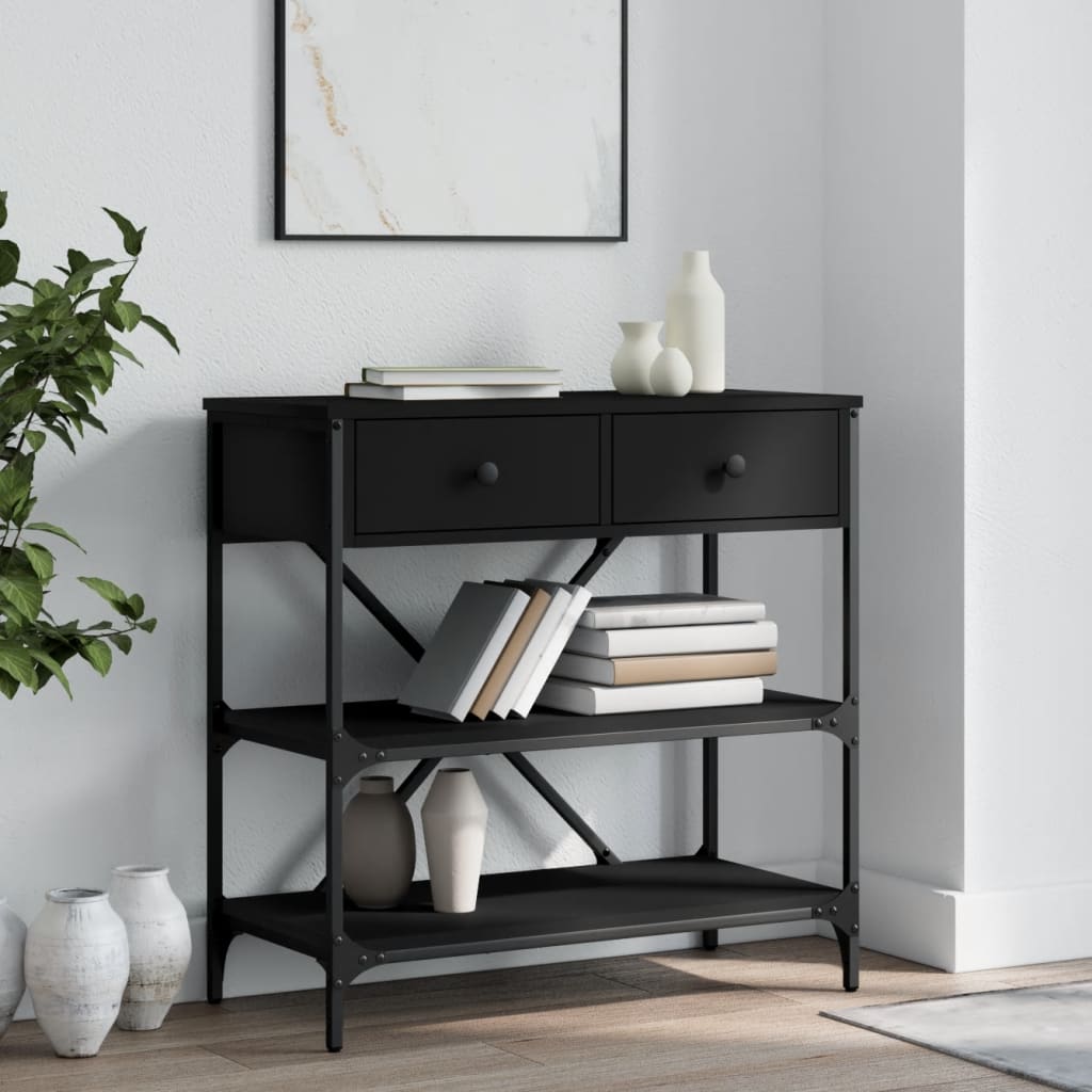 Table console noir 75x34,5x75 cm bois d'ingénierie - XIOS