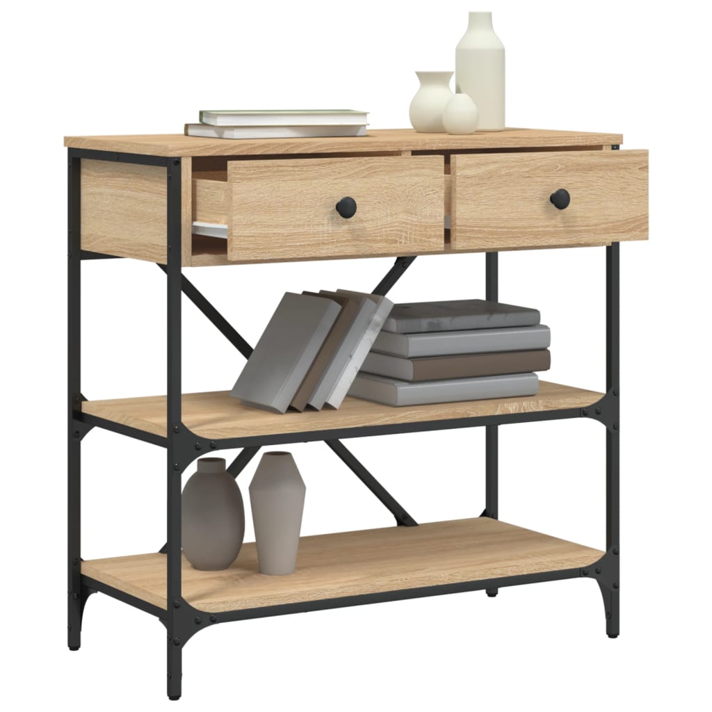Table console chêne sonoma 75x34,5x75 cm bois d'ingénierie - XIOS