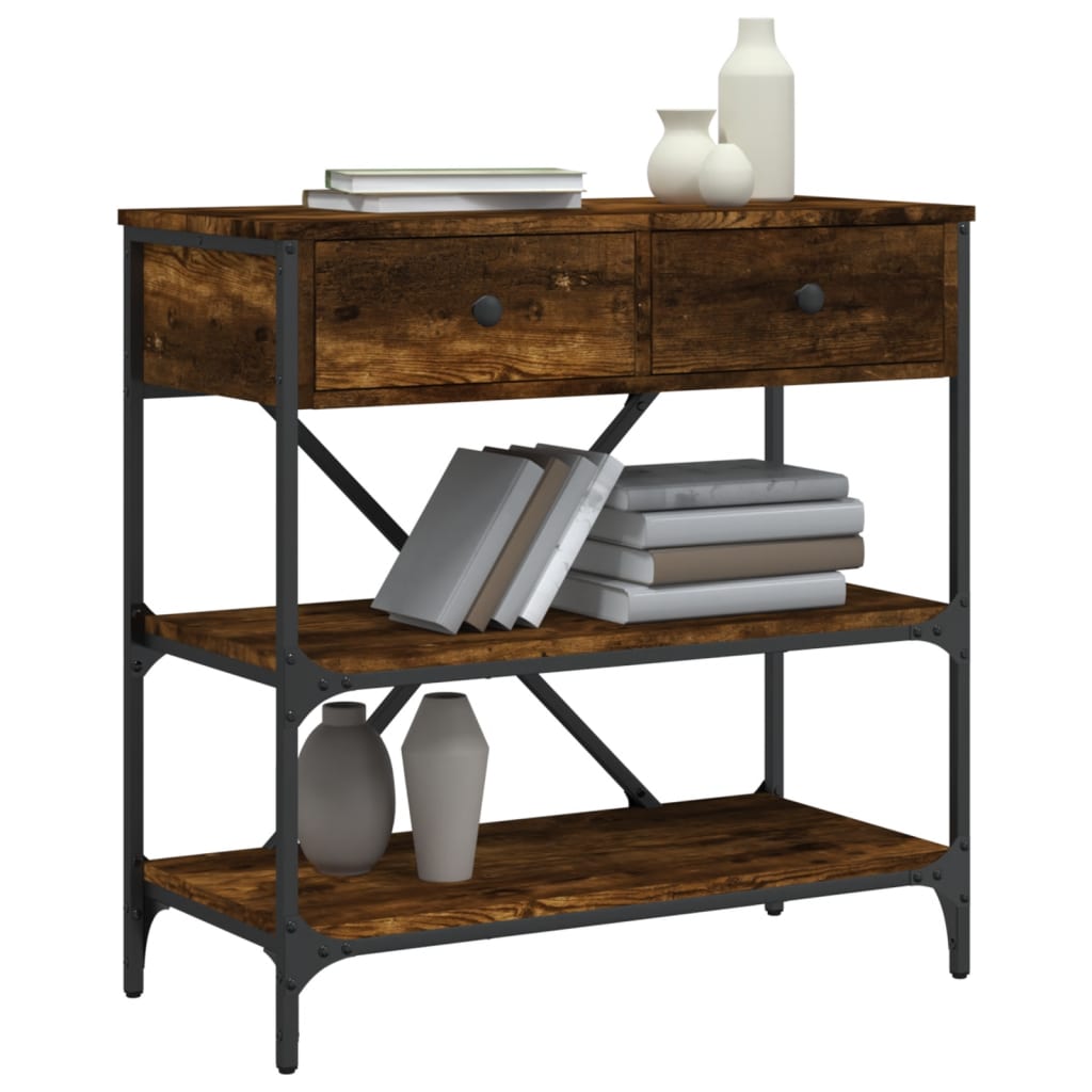 Table console chêne fumé 75x34,5x75 cm bois d'ingénierie - XIOS