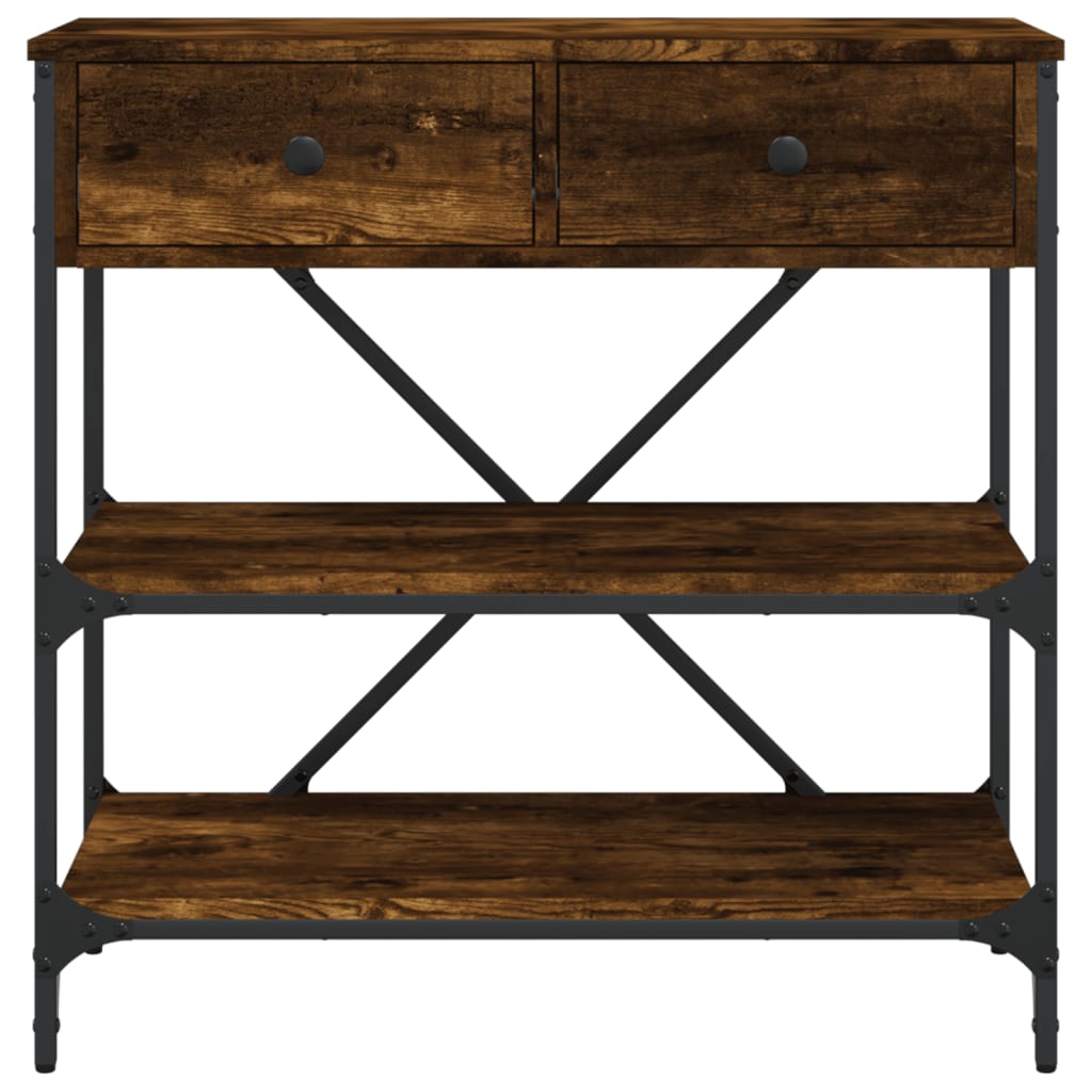 Table console chêne fumé 75x34,5x75 cm bois d'ingénierie - XIOS