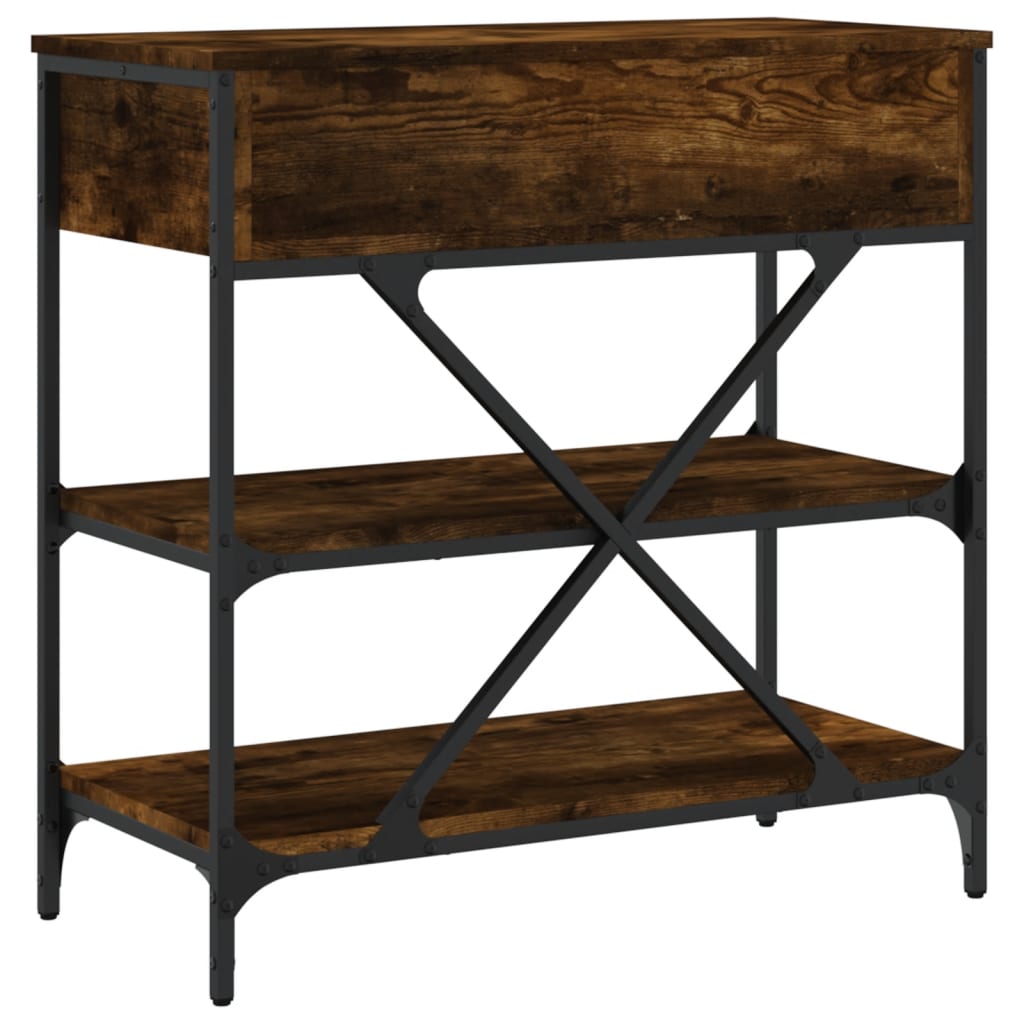 Table console chêne fumé 75x34,5x75 cm bois d'ingénierie - XIOS