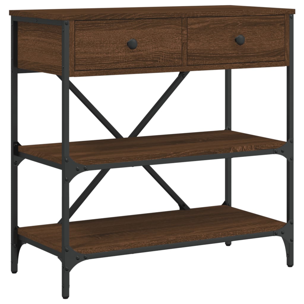 Table console chêne marron 75x34,5x75 cm bois d'ingénierie - XIOS