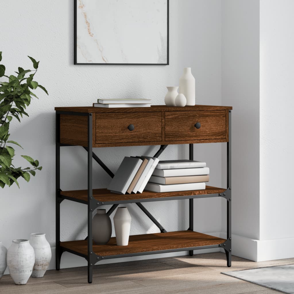 Table console chêne marron 75x34,5x75 cm bois d'ingénierie - XIOS