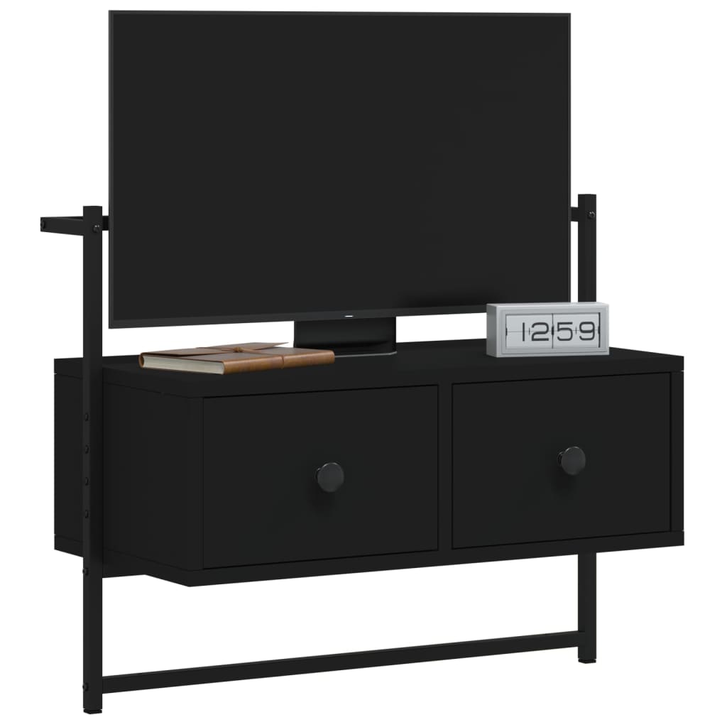 Meuble TV mural noir 60,5x30x51 cm bois d'ingénierie - XIOS