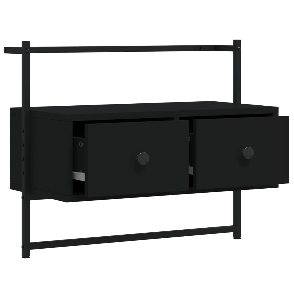 Meuble TV mural noir 60,5x30x51 cm bois d'ingénierie - XIOS