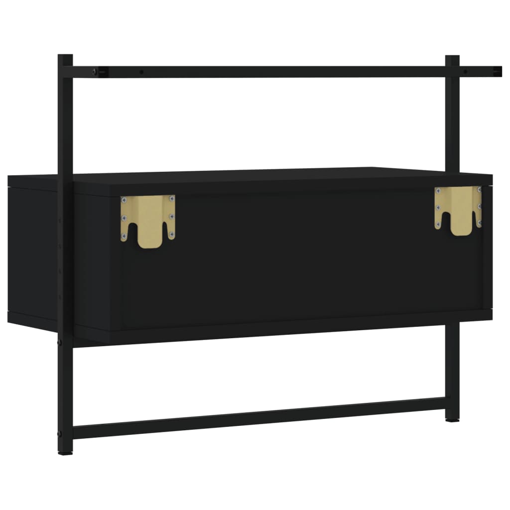 Meuble TV mural noir 60,5x30x51 cm bois d'ingénierie - XIOS