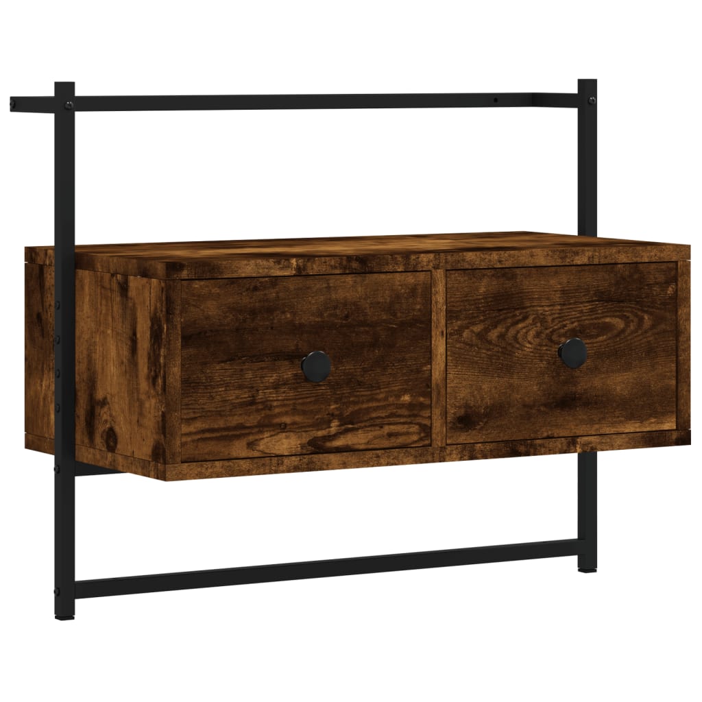 Meuble TV mural chêne fumé 60,5x30x51 cm bois d'ingénierie - XIOS