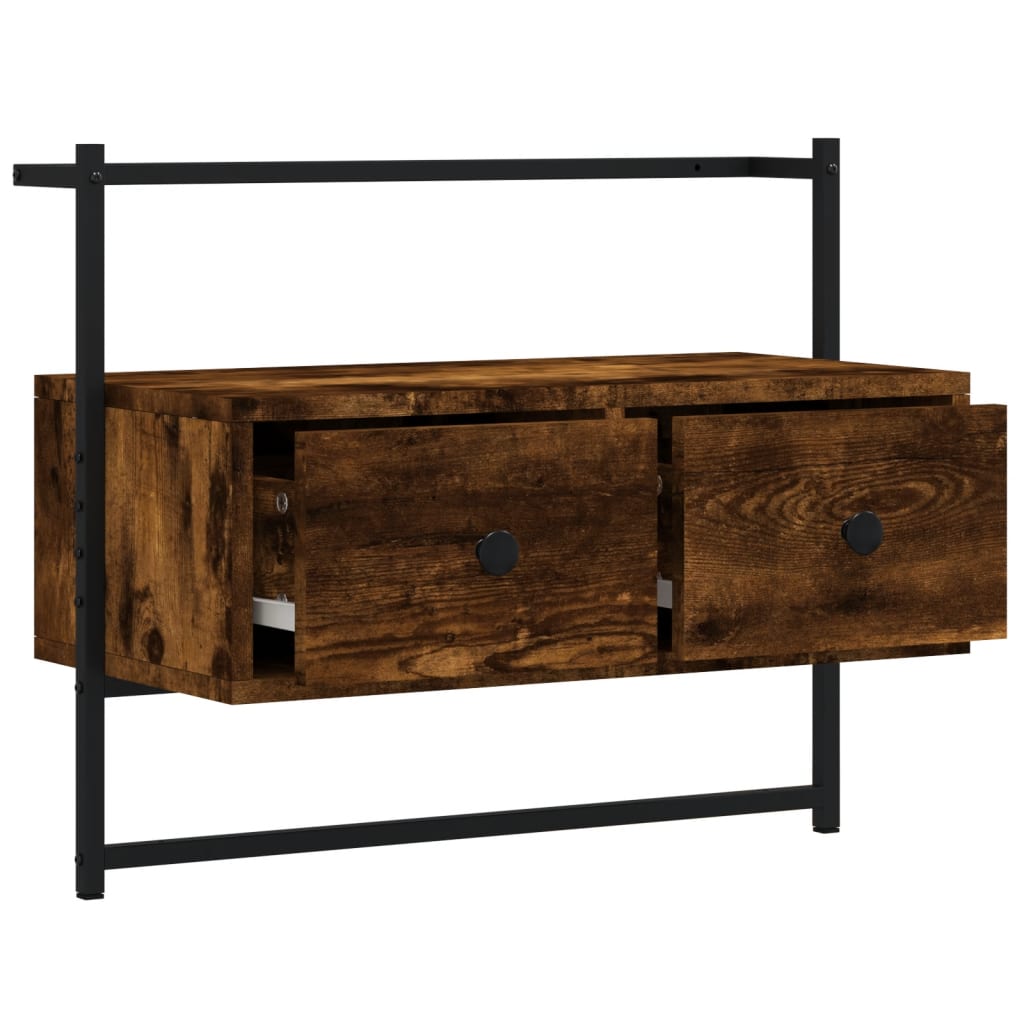 Meuble TV mural chêne fumé 60,5x30x51 cm bois d'ingénierie - XIOS