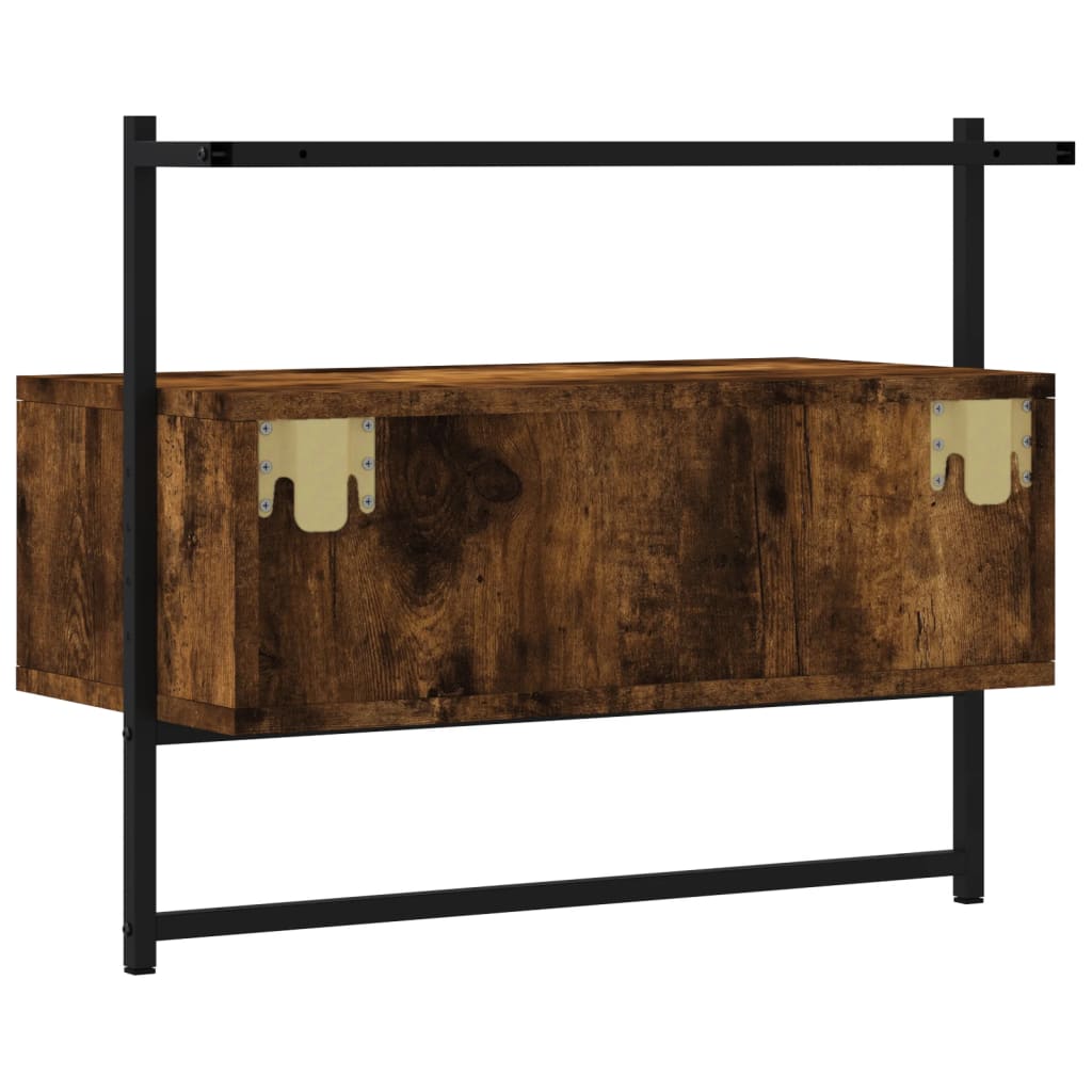 Meuble TV mural chêne fumé 60,5x30x51 cm bois d'ingénierie - XIOS