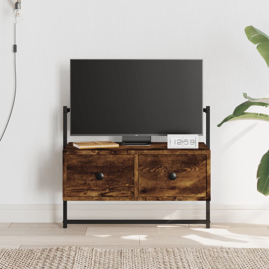Meuble TV mural chêne fumé 60,5x30x51 cm bois d'ingénierie - XIOS