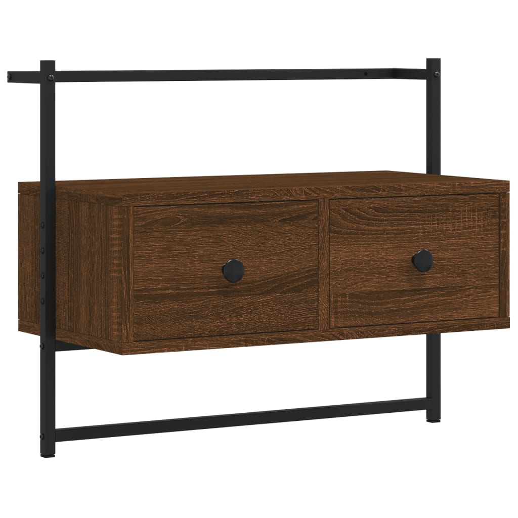 Meuble TV mural chêne marron 60,5x30x51 cm bois d'ingénierie - XIOS