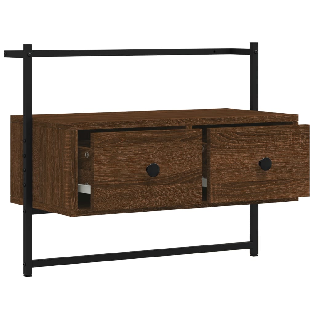 Meuble TV mural chêne marron 60,5x30x51 cm bois d'ingénierie - XIOS