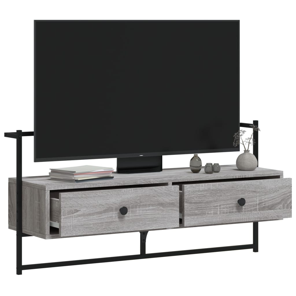 Meuble TV mural sonoma gris 100,5x30x51 cm bois d'ingénierie - XIOS