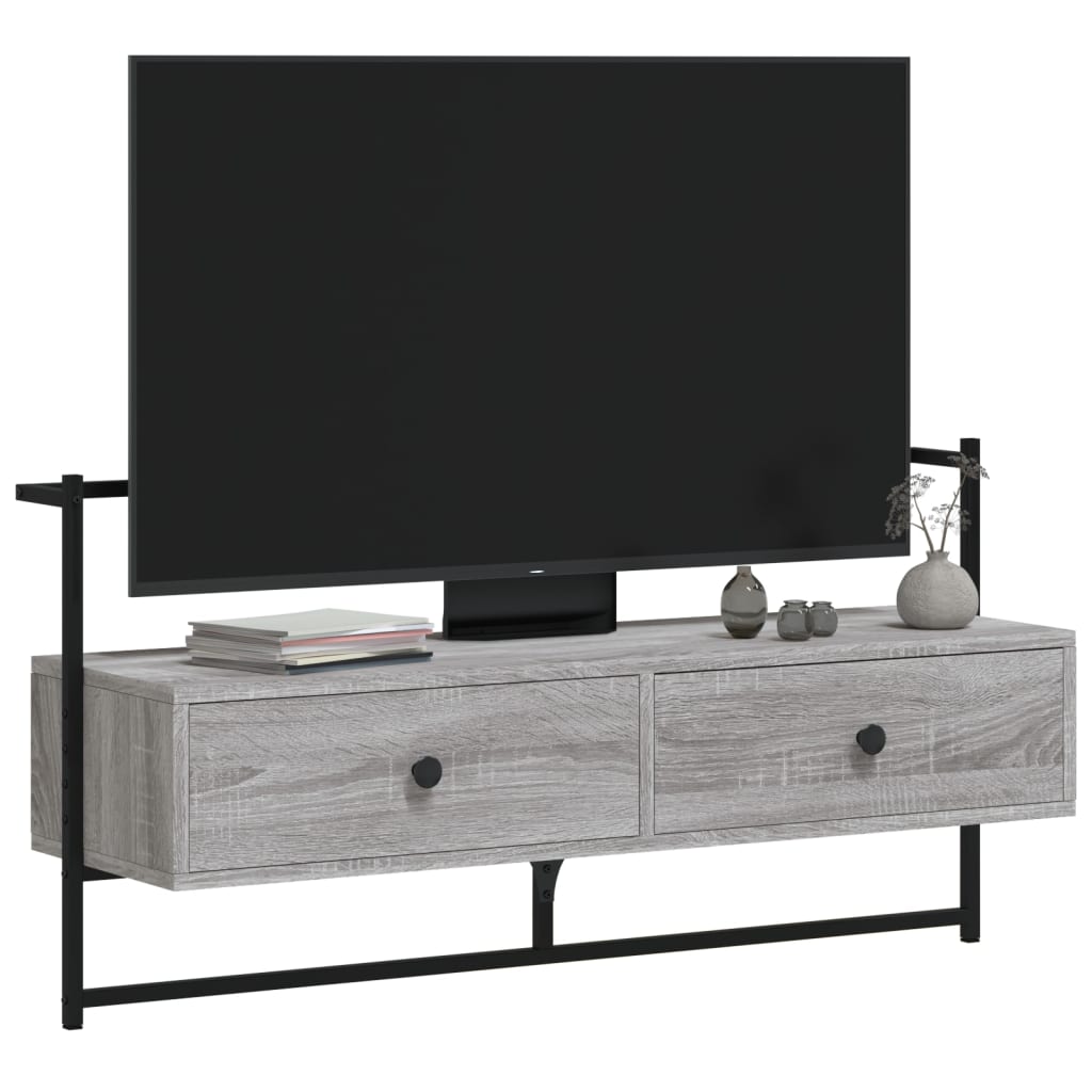 Meuble TV mural sonoma gris 100,5x30x51 cm bois d'ingénierie - XIOS
