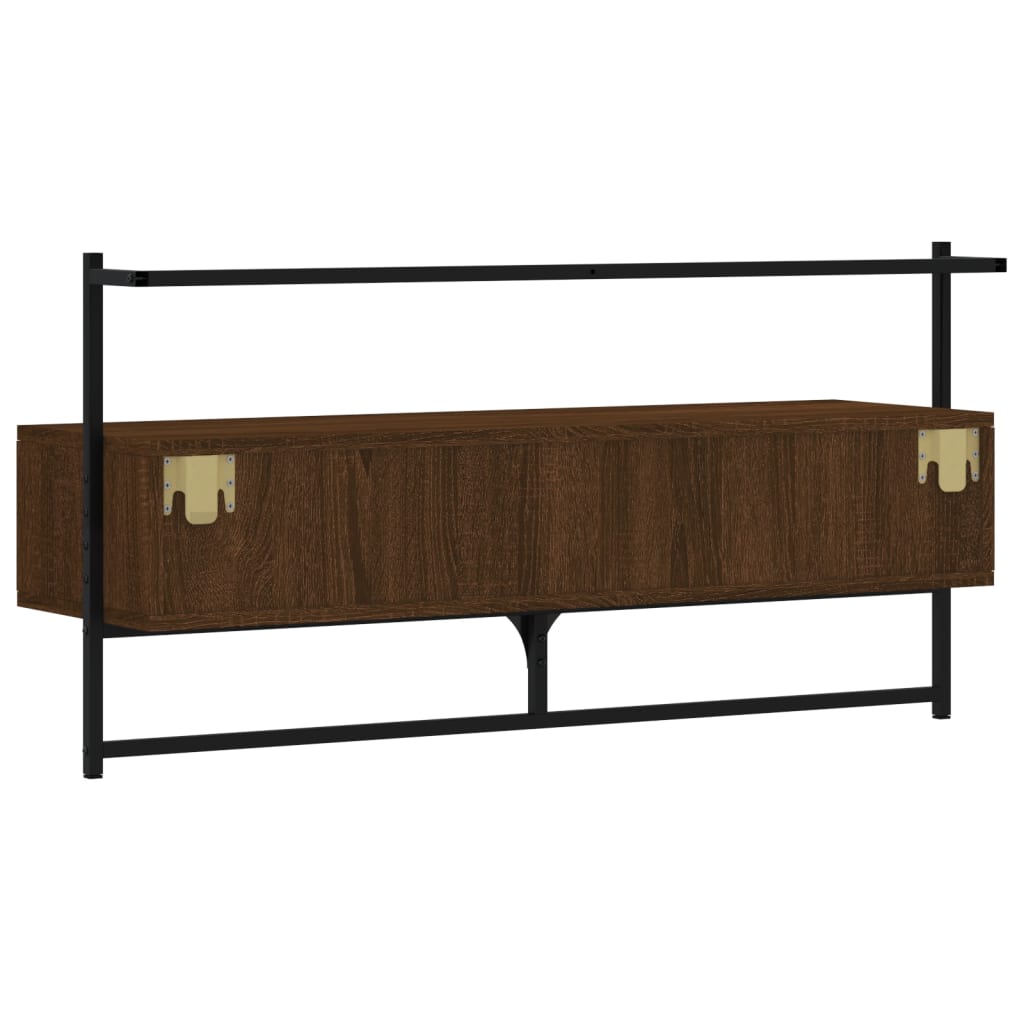 Meuble TV mural chêne marron 100,5x30x51 cm bois d'ingénierie - XIOS