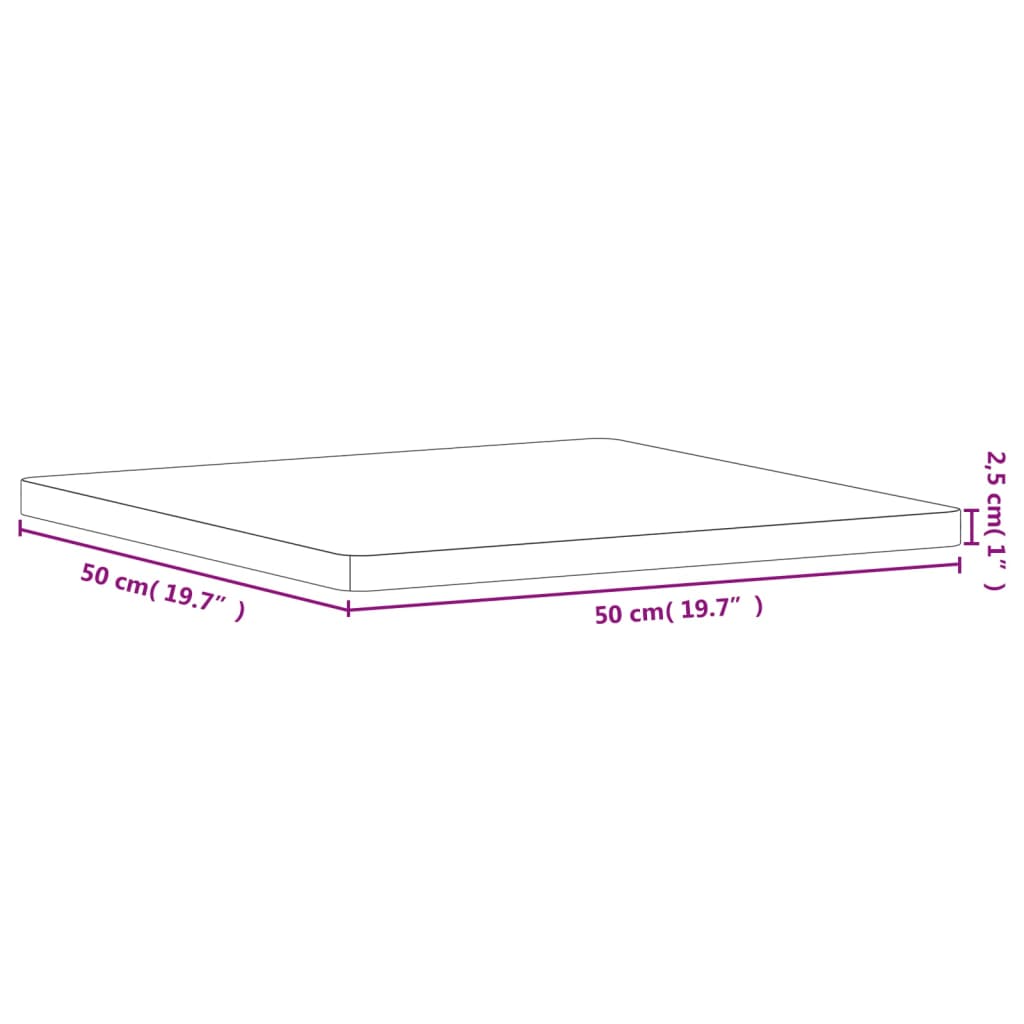 Dessus de table 50x50x2,5 cm carré bois massif de hêtre Plateaux de table vidaXL