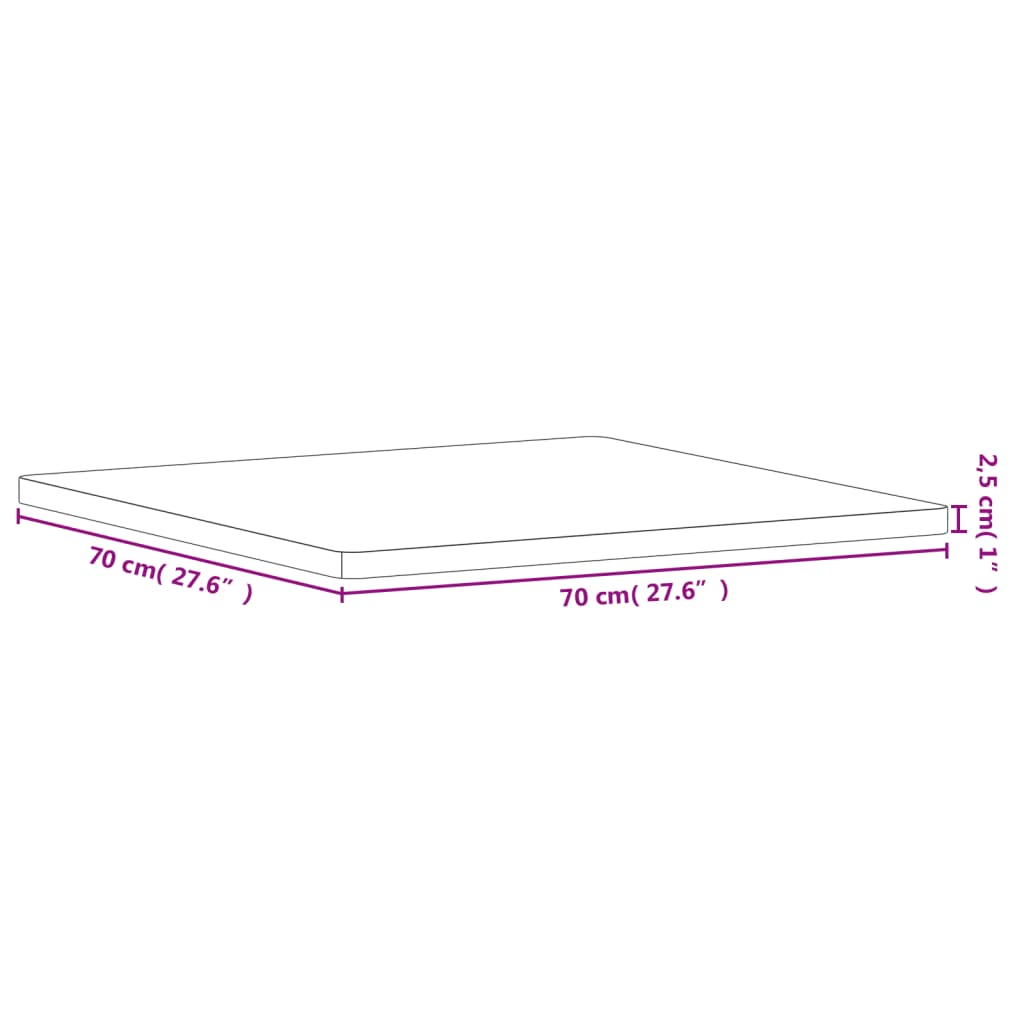 Dessus de table 70x70x2,5 cm carré bois massif de hêtre Plateaux de table vidaXL