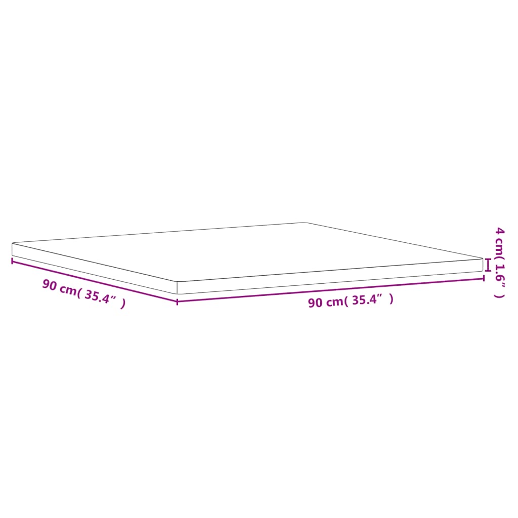 Dessus de table 90x90x4 cm carré bois massif de hêtre - XIOS