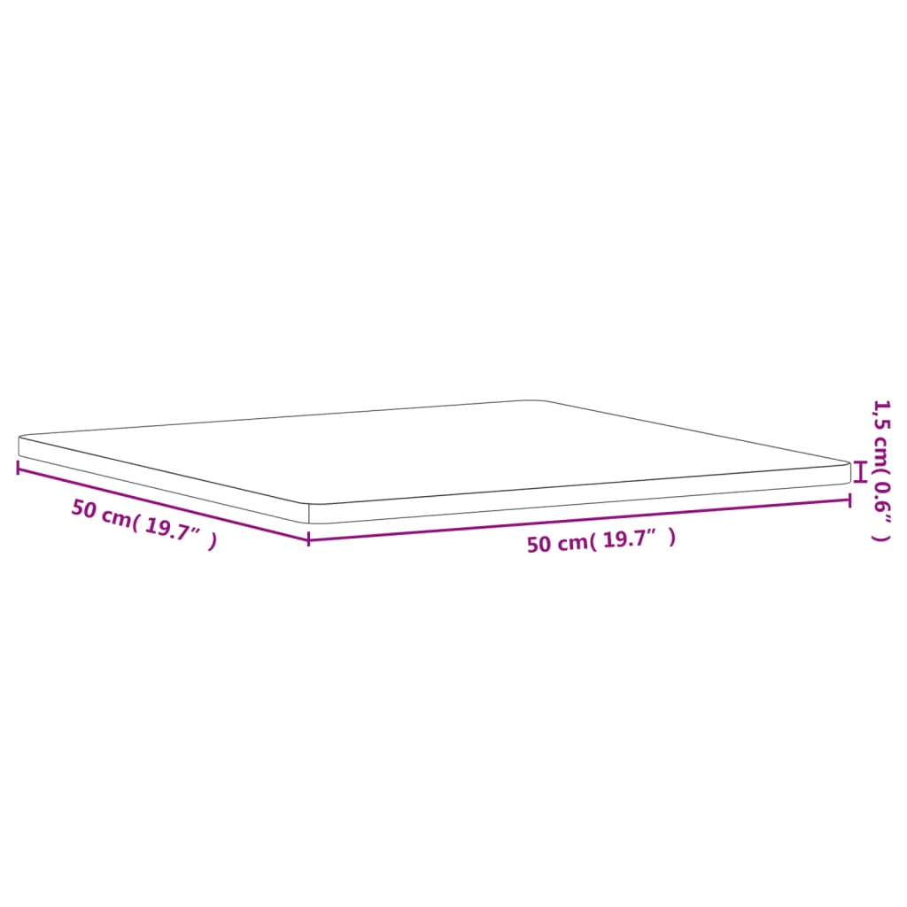 Dessus de table 50x50x1,5 cm carré bois massif de hêtre - XIOS