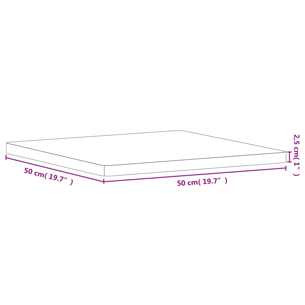 Dessus de table 50x50x2,5 cm carré bois massif de hêtre - XIOS