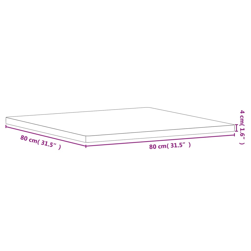 Dessus de table 80x80x4 cm carré bois massif de hêtre - XIOS