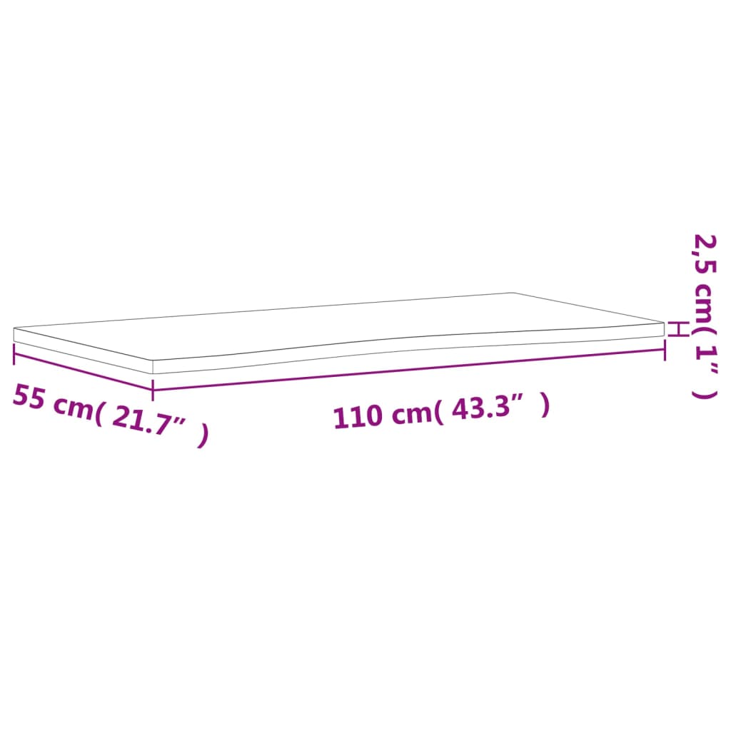 Dessus de bureau 110x(50-55)x2,5 cm bois massif de hêtre - XIOS