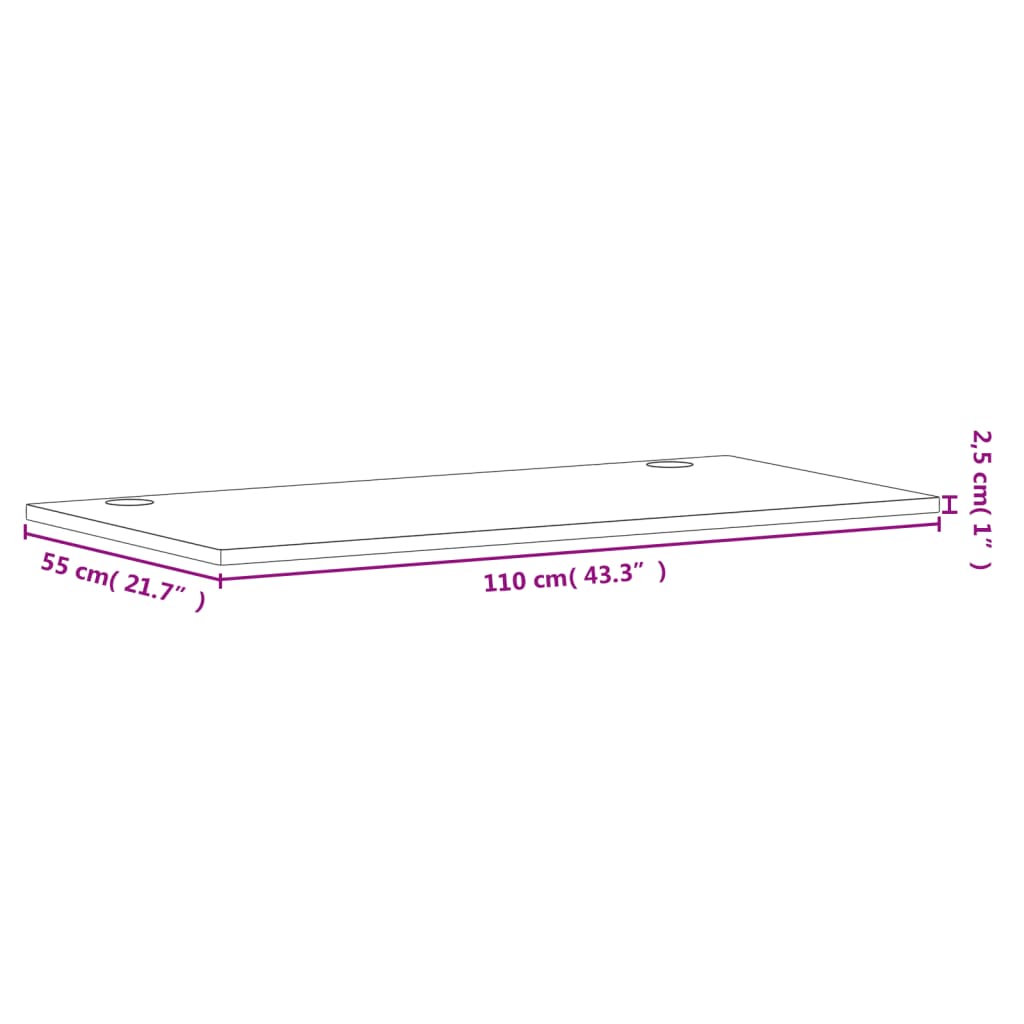 Dessus de bureau 110x55x2,5 cm bois massif de hêtre - XIOS