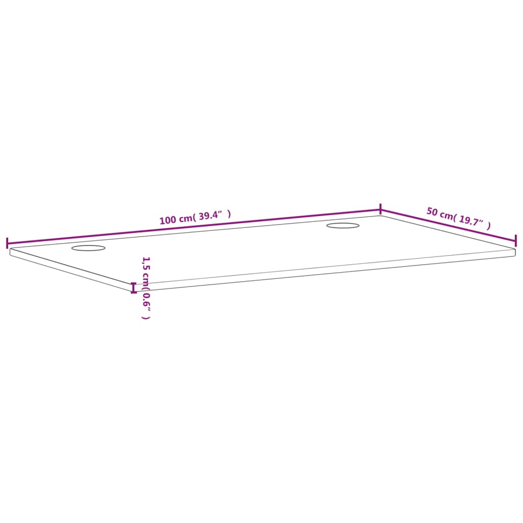 Dessus de bureau 100x50x1,5 cm bois massif de hêtre - XIOS