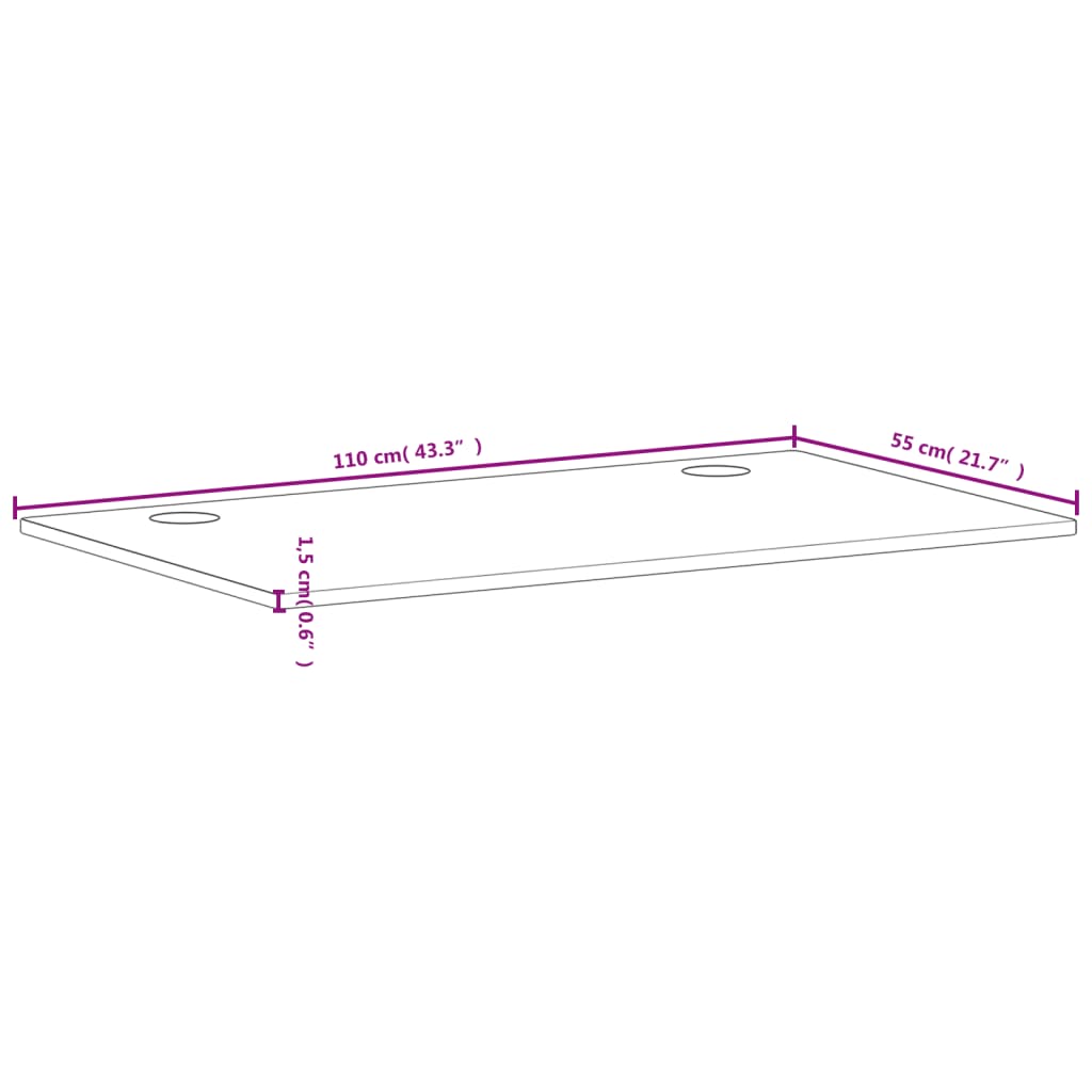 Dessus de bureau 110x55x1,5 cm bois massif de hêtre - XIOS
