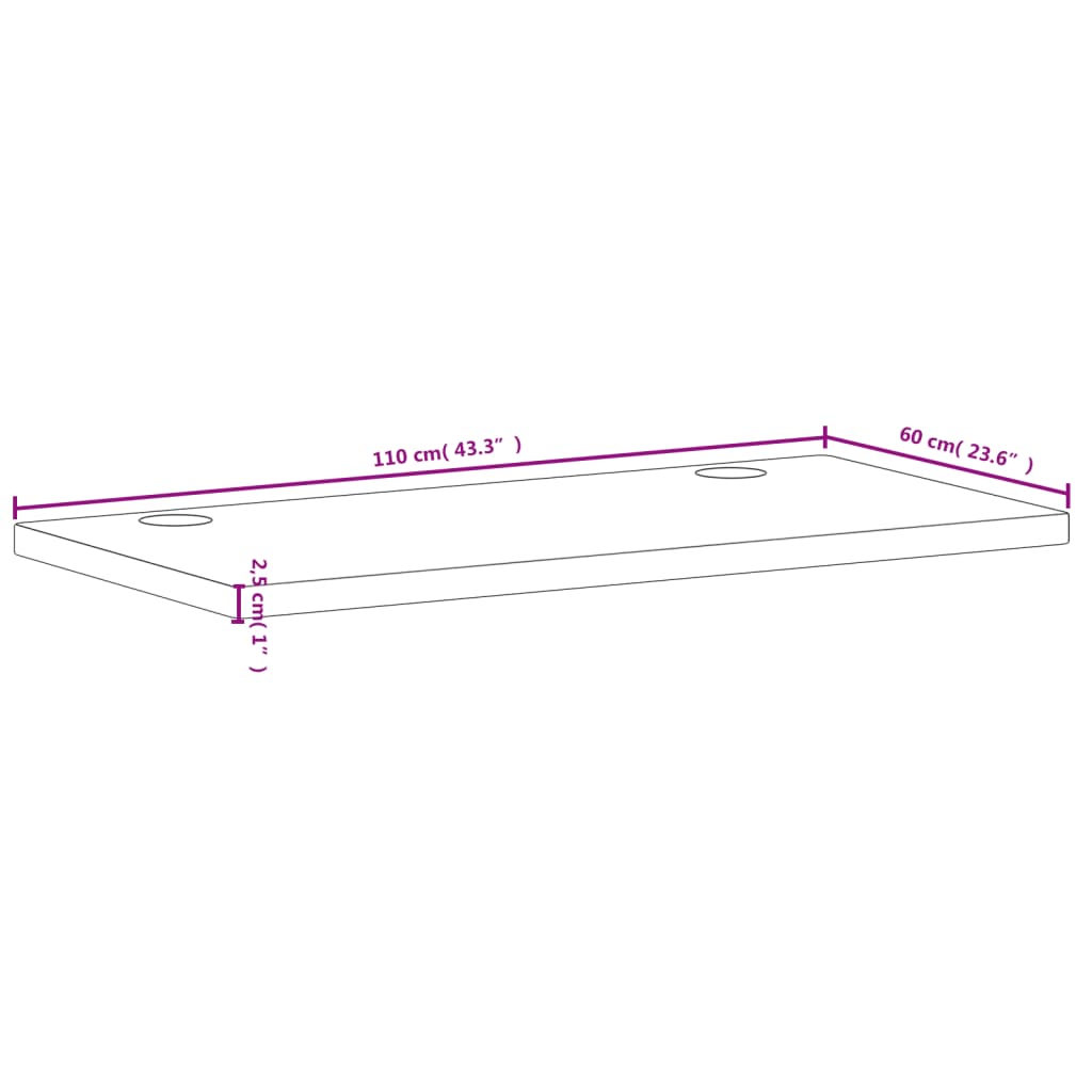 Dessus de bureau 110x60x2,5 cm bois massif de hêtre - XIOS