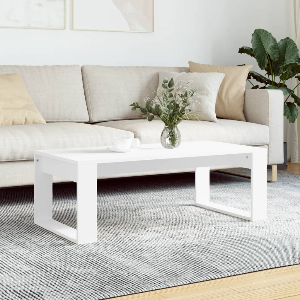 Table basse blanc 102x50x35 cm bois d'ingénierie - XIOS