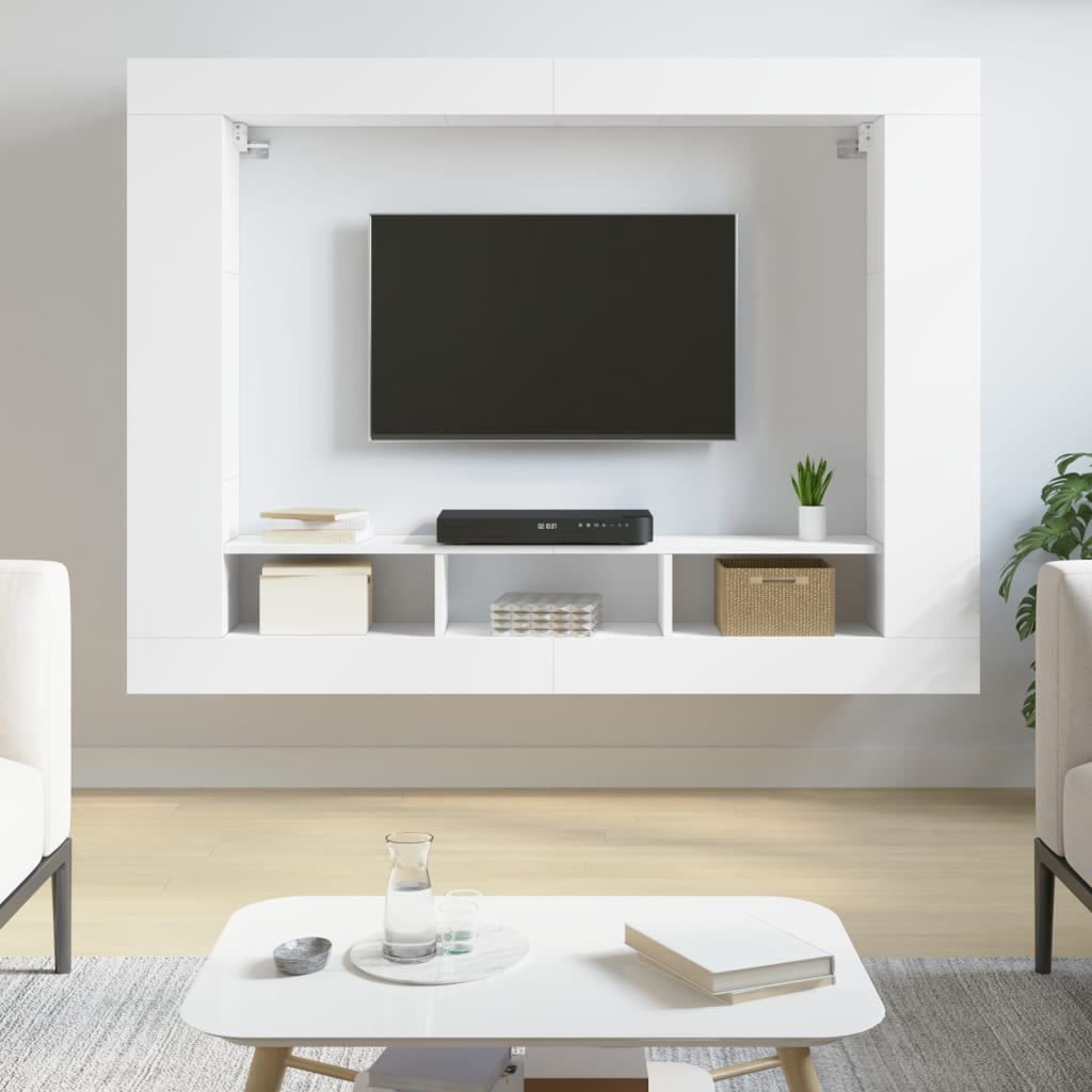 Meuble TV blanc 152x22x113 cm bois d'ingénierie - XIOS