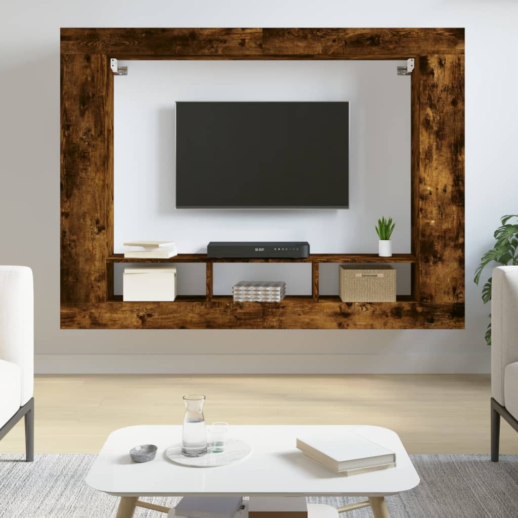 Meuble TV chêne fumé 152x22x113 cm bois d'ingénierie - XIOS