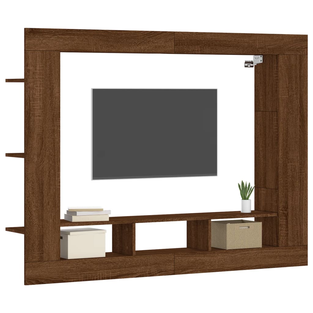 Meuble TV chêne marron 152x22x113 cm bois d'ingénierie - XIOS