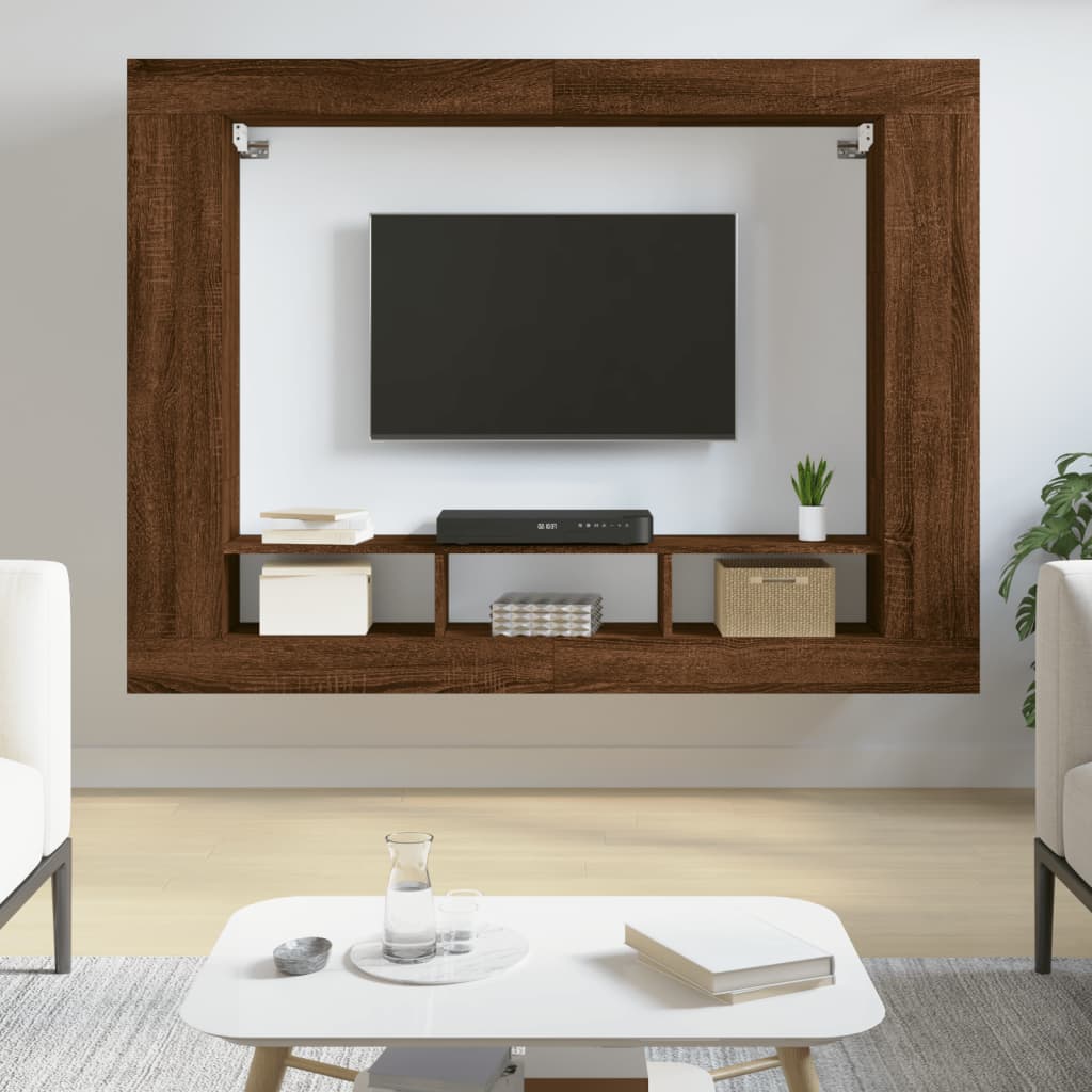 Meuble TV chêne marron 152x22x113 cm bois d'ingénierie - XIOS