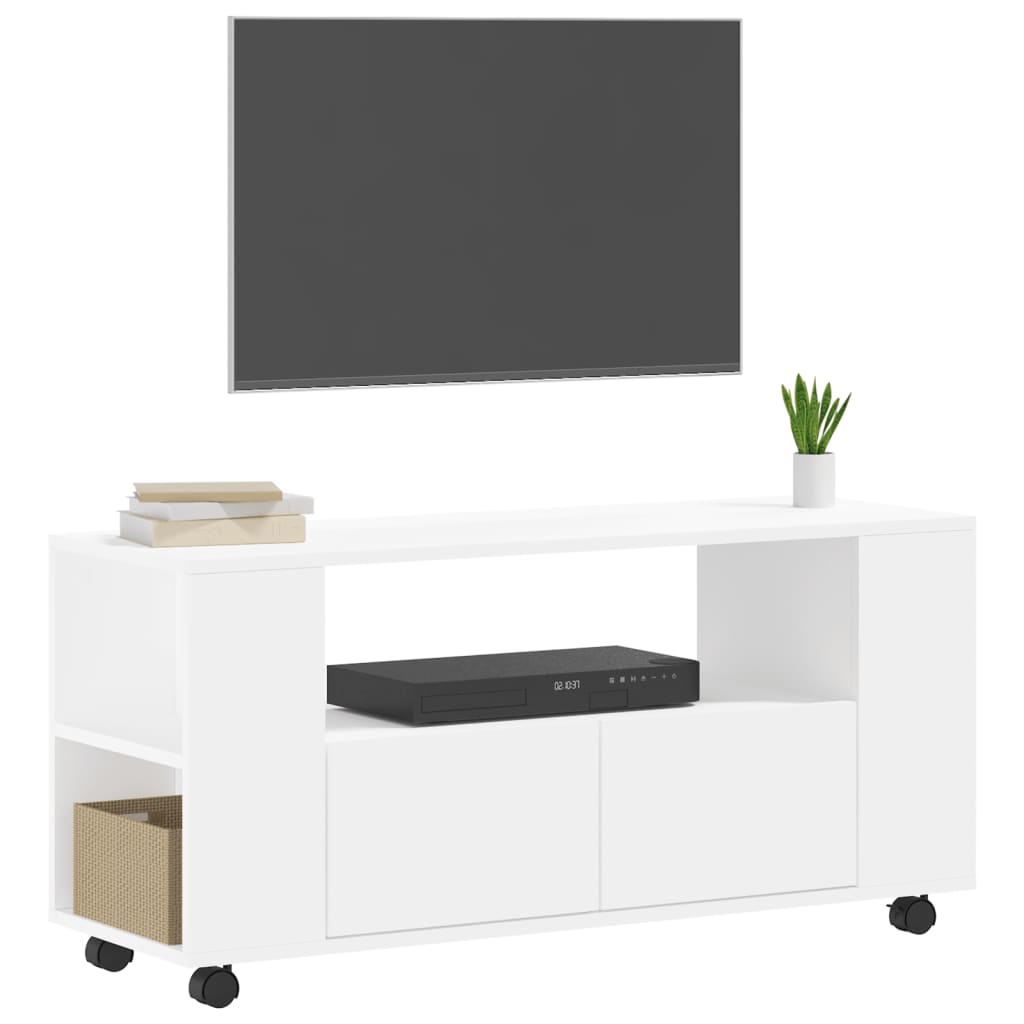 Meuble TV blanc 102x34,5x43 cm bois d'ingénierie - XIOS
