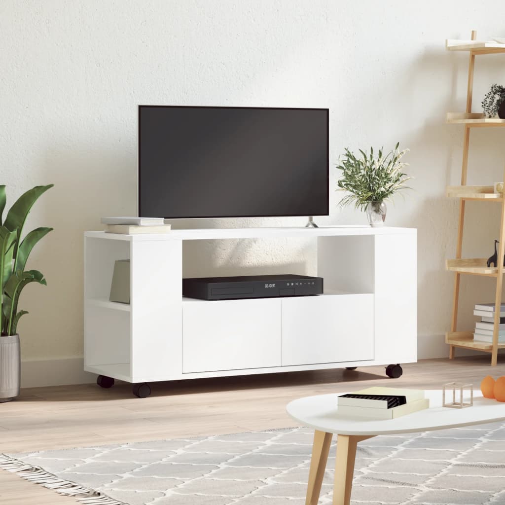 Meuble TV blanc 102x34,5x43 cm bois d'ingénierie - XIOS