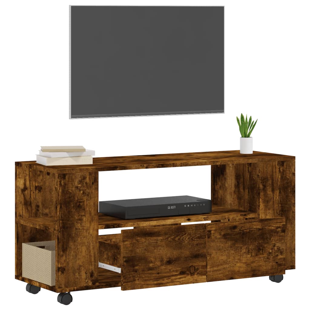 Meuble TV chêne fumé 102x34,5x43 cm bois d'ingénierie - XIOS
