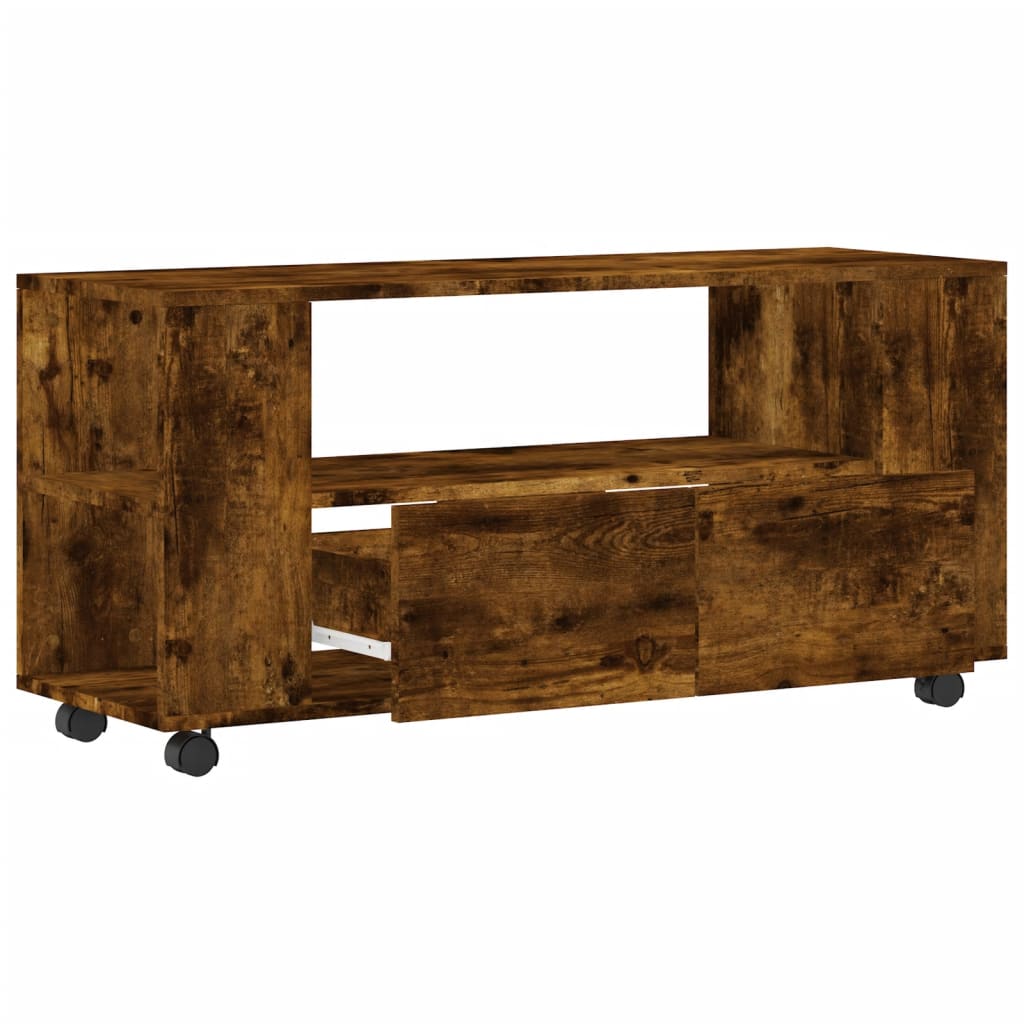 Meuble TV chêne fumé 102x34,5x43 cm bois d'ingénierie - XIOS