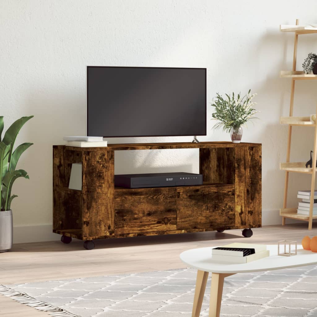 Meuble TV chêne fumé 102x34,5x43 cm bois d'ingénierie - XIOS