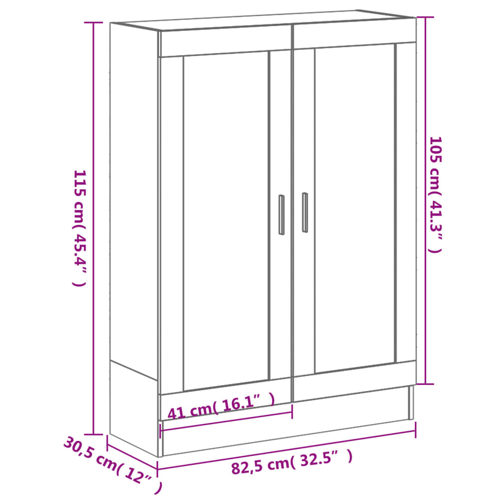 Bibliothèque chêne fumé 82,5x30,5x115 cm bois d'ingénierie - XIOS
