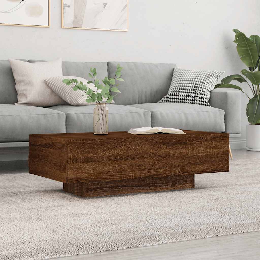 Table basse chêne marron 100x49,5x31 cm bois d'ingénierie XIOS