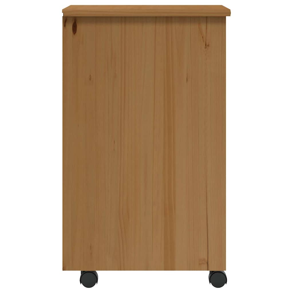 Armoire roulante avec tiroirs MOSS bois de pin marron miel