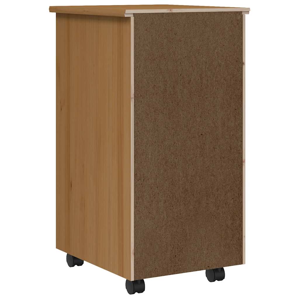 Armoire roulante avec tiroirs MOSS bois de pin marron miel
