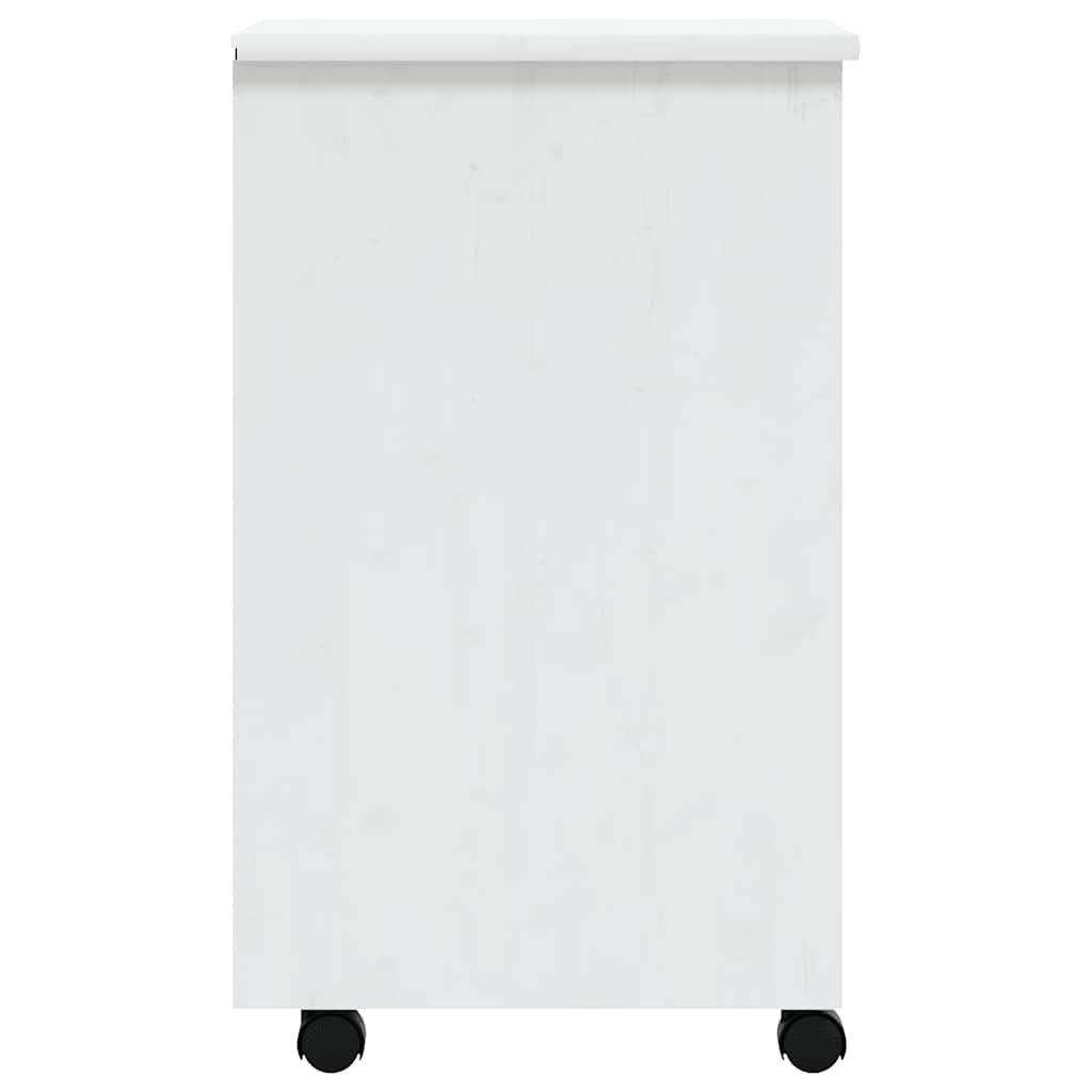 Armoire roulante avec tiroirs MOSS blanc bois de pin solide