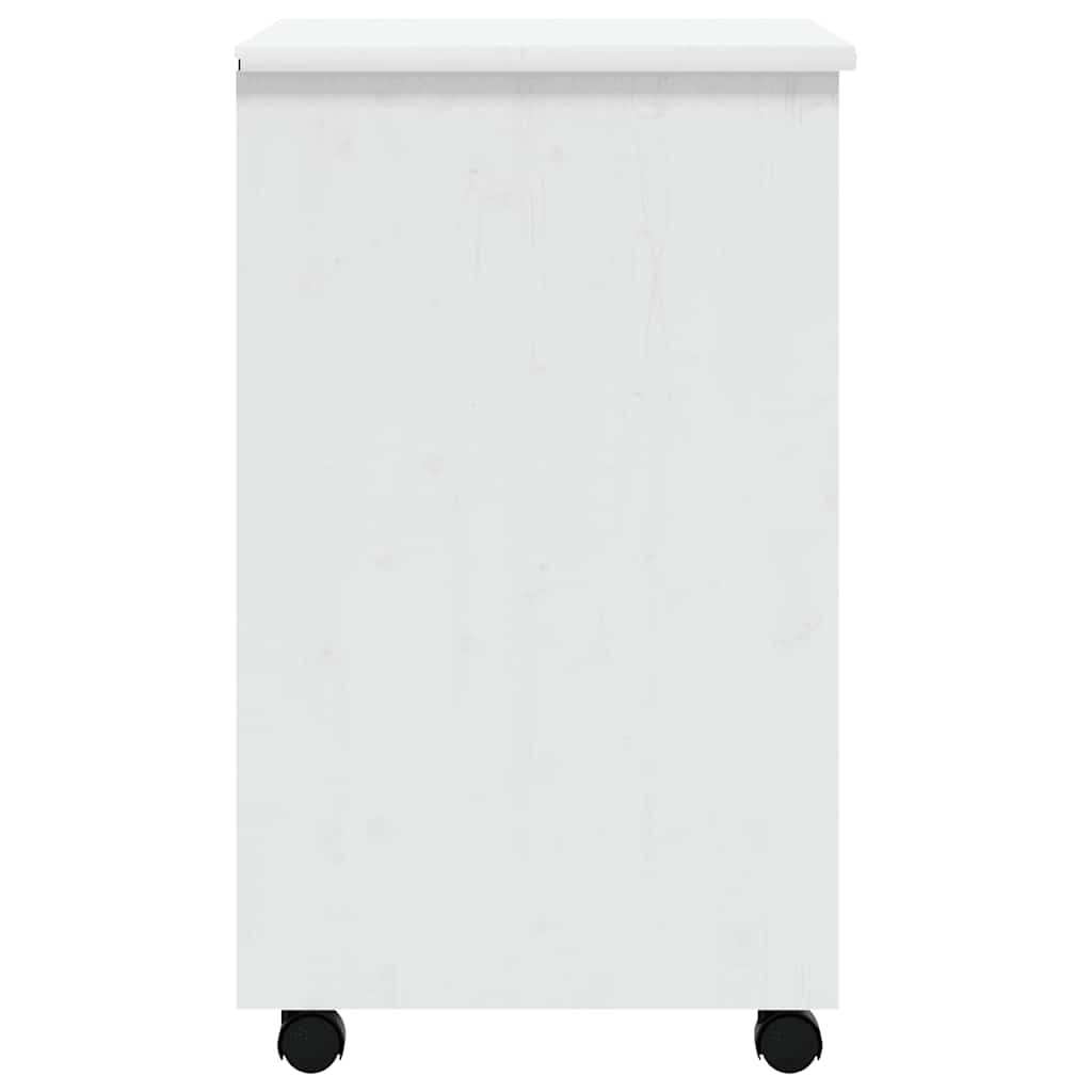 Armoire roulante avec tiroirs MOSS blanc bois de pin solide
