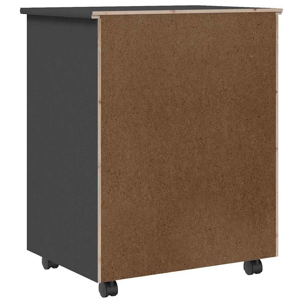 Armoire roulante avec tiroirs MOSS gris bois de pin solide