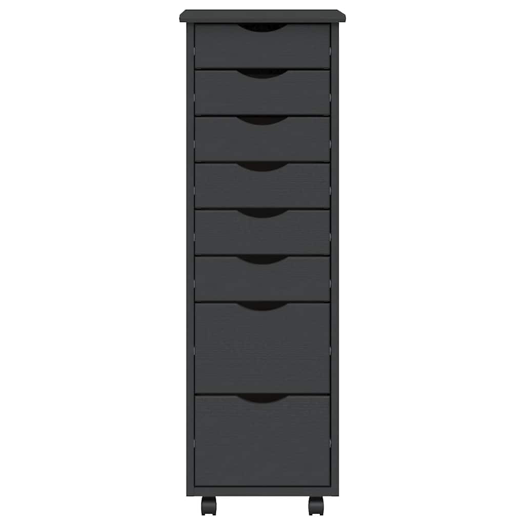 Armoire roulante avec tiroirs MOSS gris bois de pin solide