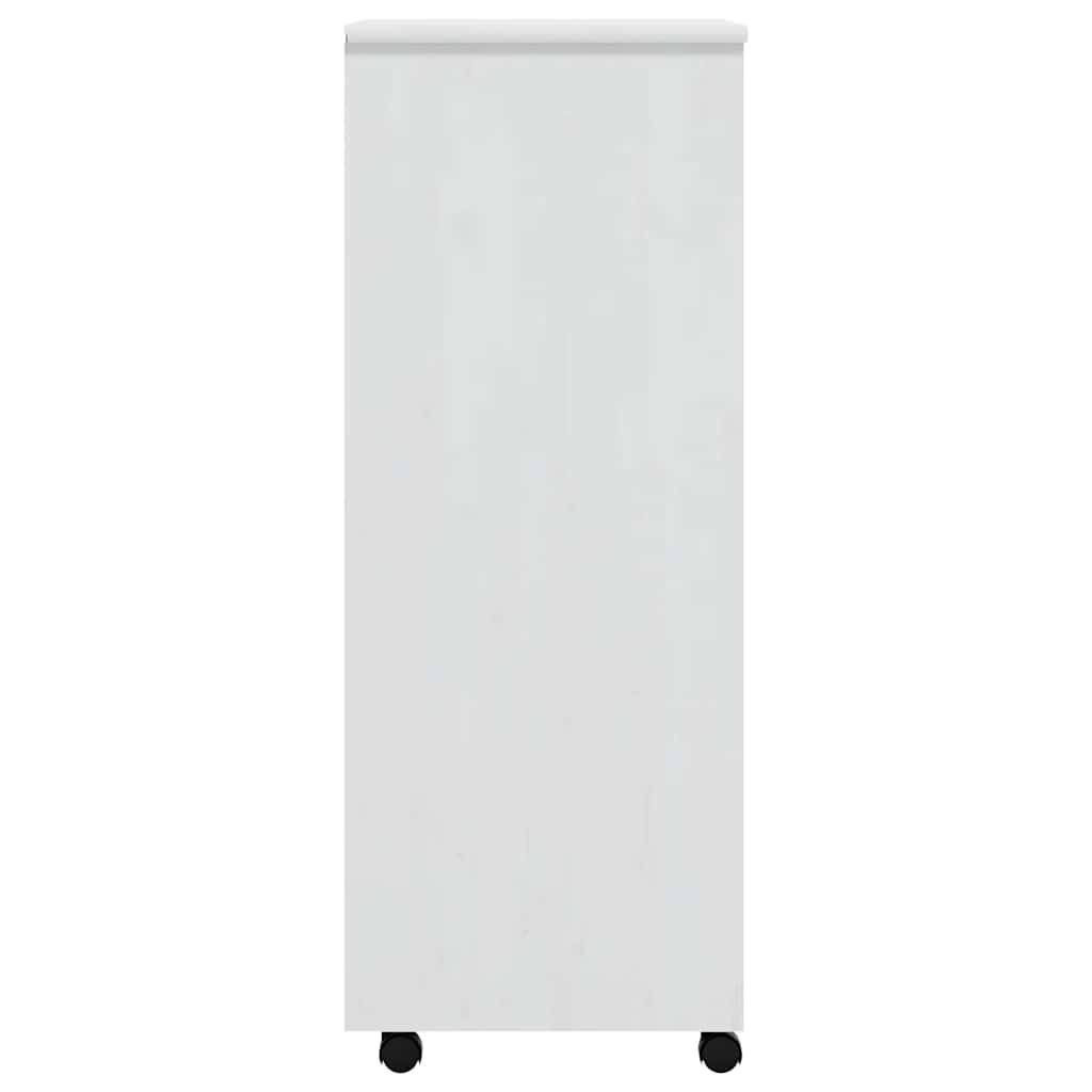 Armoire roulante avec tiroirs MOSS blanc bois de pin solide